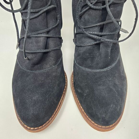 SAM EDELMAN Women's Millard Black Leather Lace Up Ankle Boots Anthro Size 8.5 - Picture 4 of 14